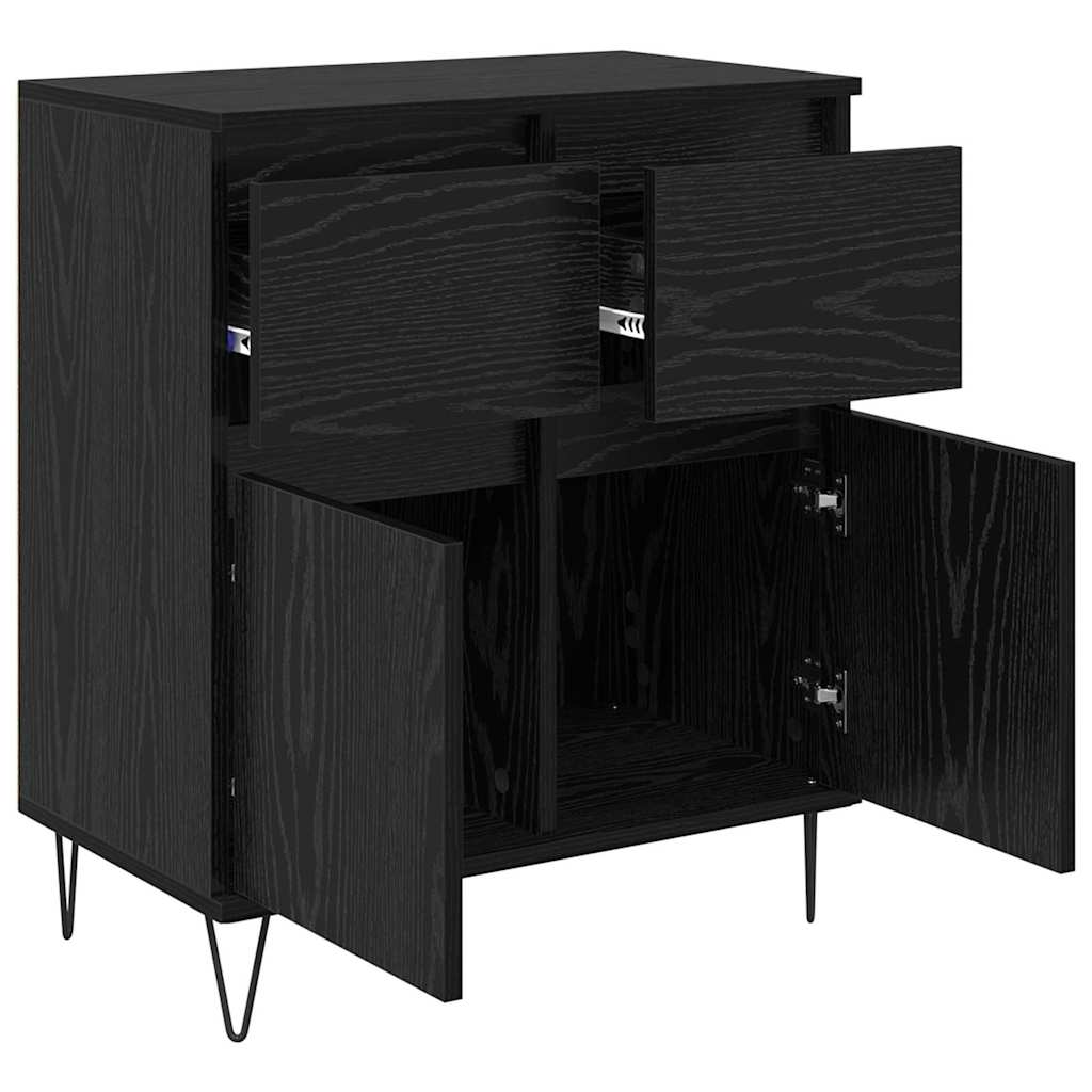 Bufet Stejar Negru 60 x 35 x 70 cm Lemn Ingineresc si Fier — imaginea 6