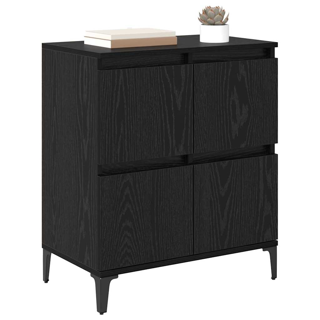 Bufet Stejar Negru 60 x 35 x 70 cm Lemn Ingineresc si Fier — imaginea 4