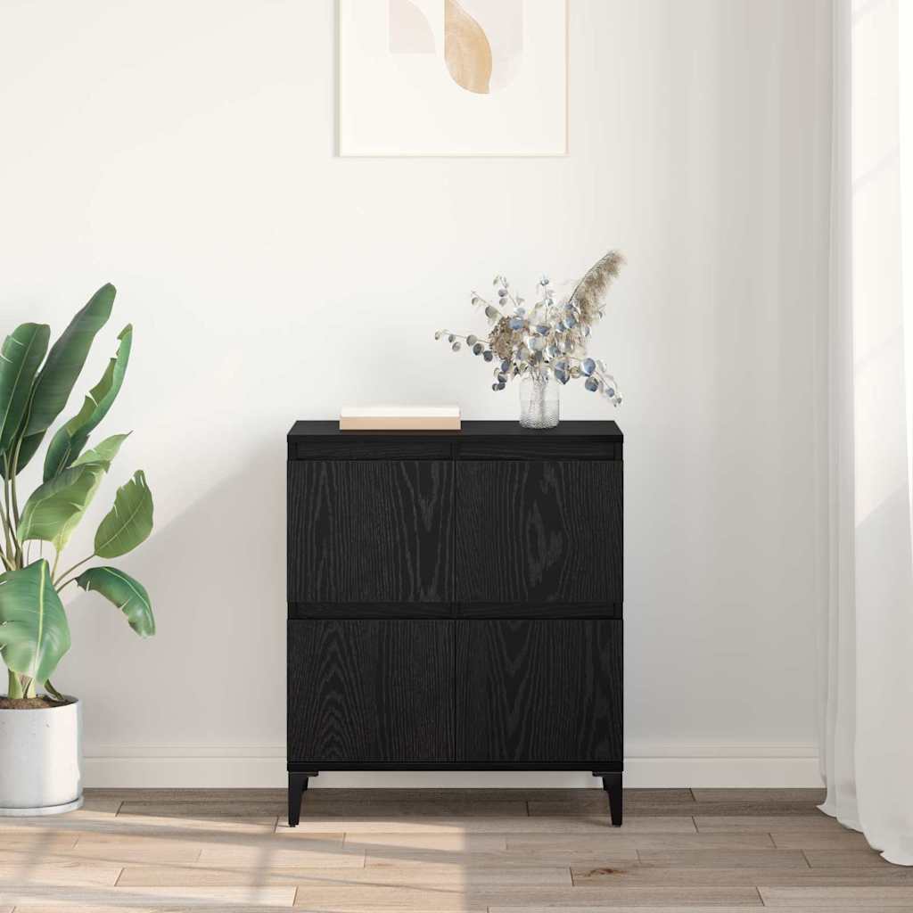Bufet Stejar Negru 60 x 35 x 70 cm Lemn Ingineresc si Fier — imaginea 5
