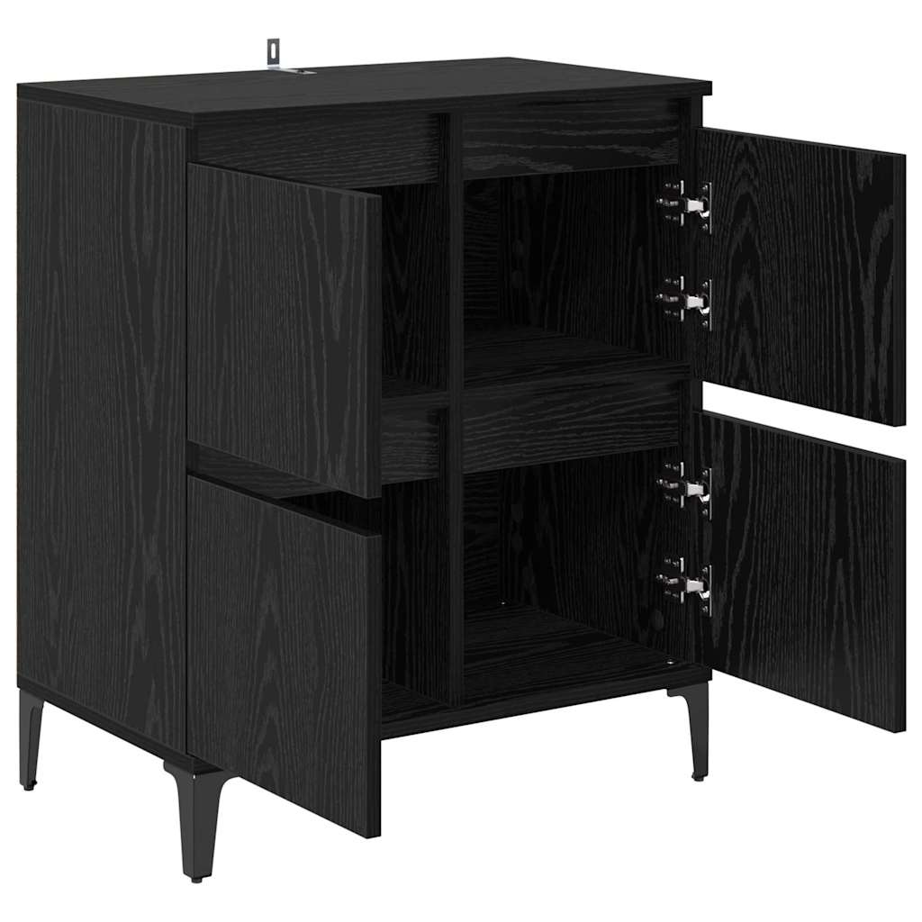 Bufet Stejar Negru 60 x 35 x 70 cm Lemn Ingineresc si Fier — imaginea 6