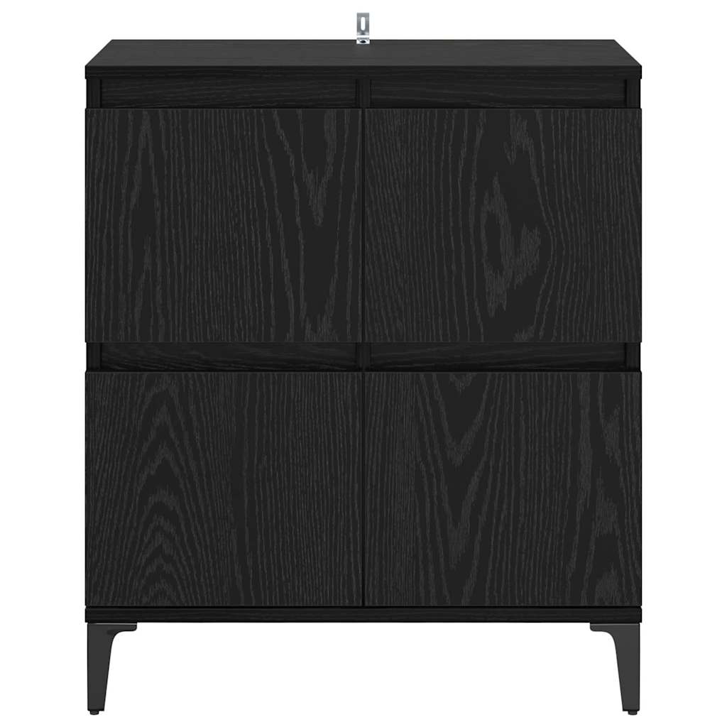 Bufet Stejar Negru 60 x 35 x 70 cm Lemn Ingineresc si Fier — imaginea 7