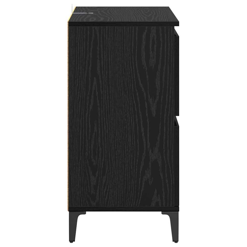 Bufet Stejar Negru 60 x 35 x 70 cm Lemn Ingineresc si Fier — imaginea 8