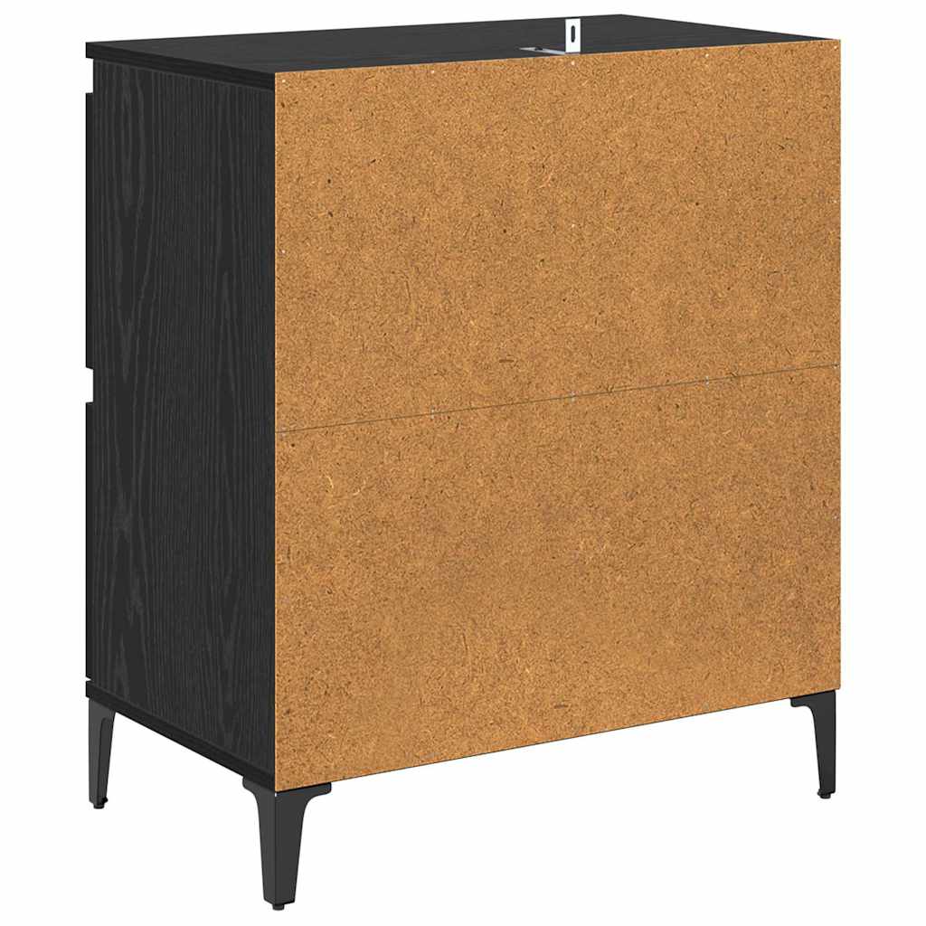Bufet Stejar Negru 60 x 35 x 70 cm Lemn Ingineresc si Fier — imaginea 9