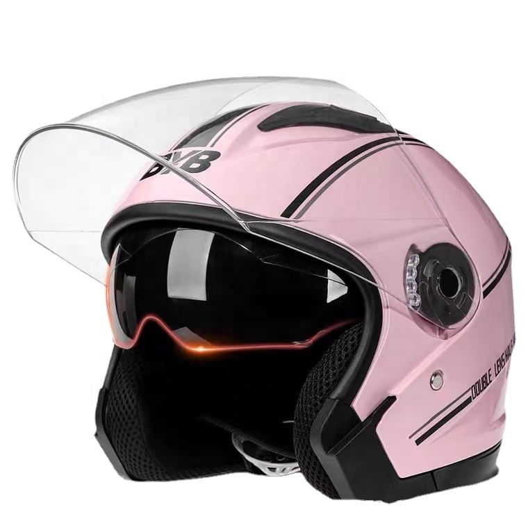 Casca Moto/Scuter FIXATO Italia, Viziera Dubla, Protectie UV, marime universala 56-62cm, Roz