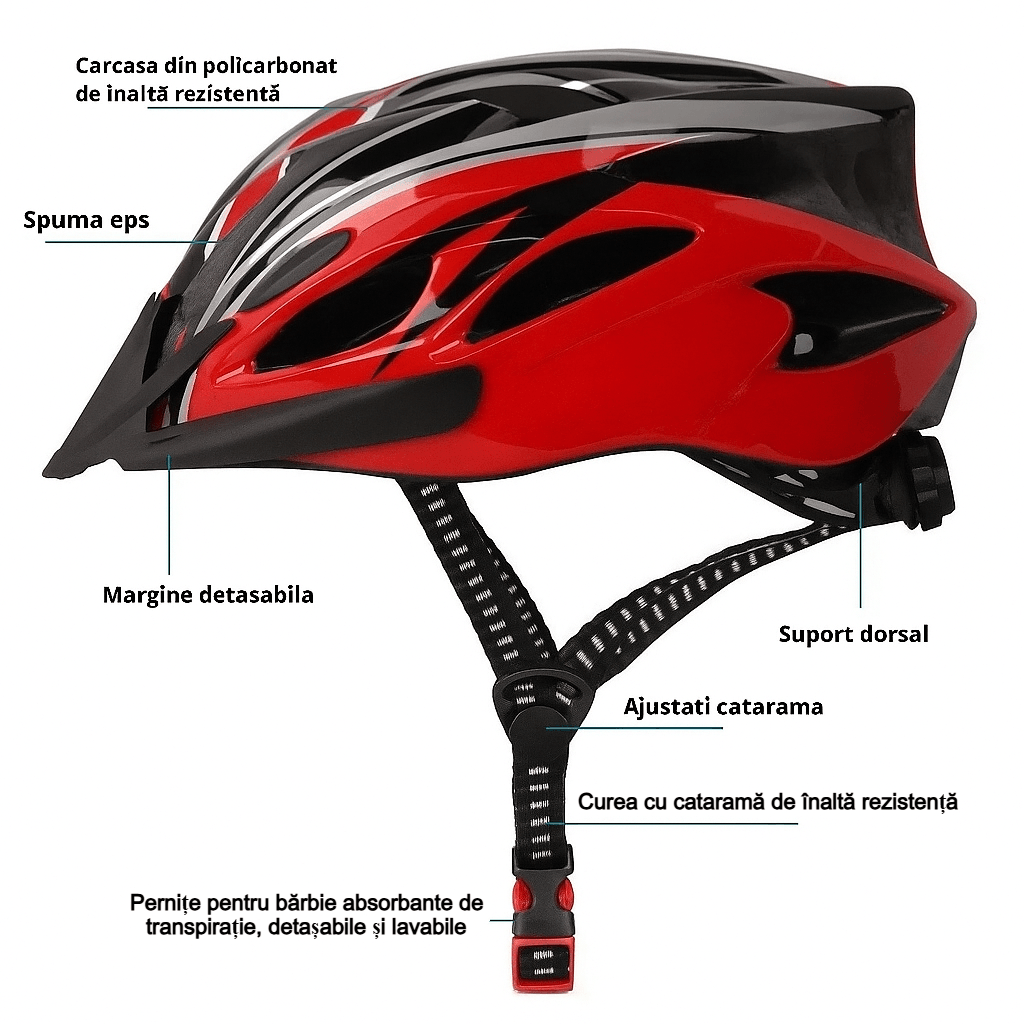 Casca protectie Bicicleta, Aerodinamica, Disipare eficienta a caldurii si ventilatie, Dimensiune reglabila, Albastra - imagine 4