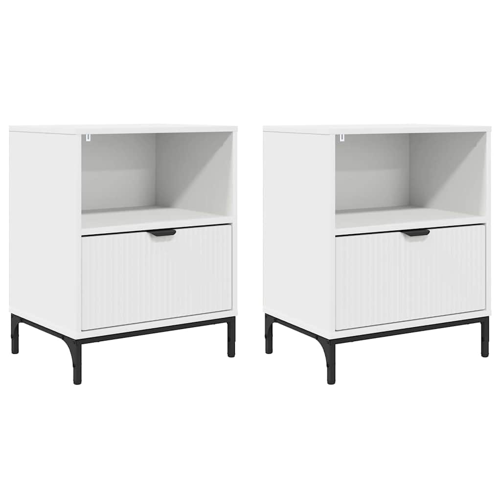 Noptiere 2 pcs Alb 49 x 36 x 61 cm Lemn compozit