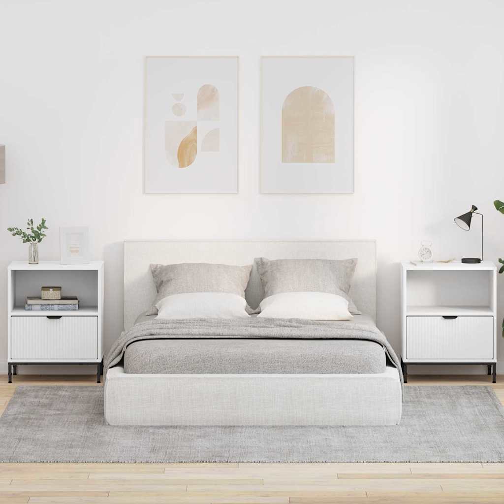 Noptiere 2 pcs Alb 49 x 36 x 61 cm Lemn compozit — imaginea 2