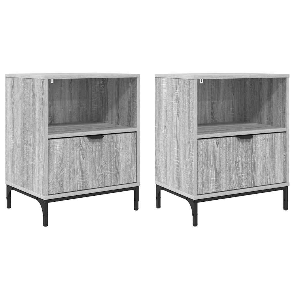Noptiere 2 pcs sonoma gri 49 x 36 x 61 cm Lemn compozit