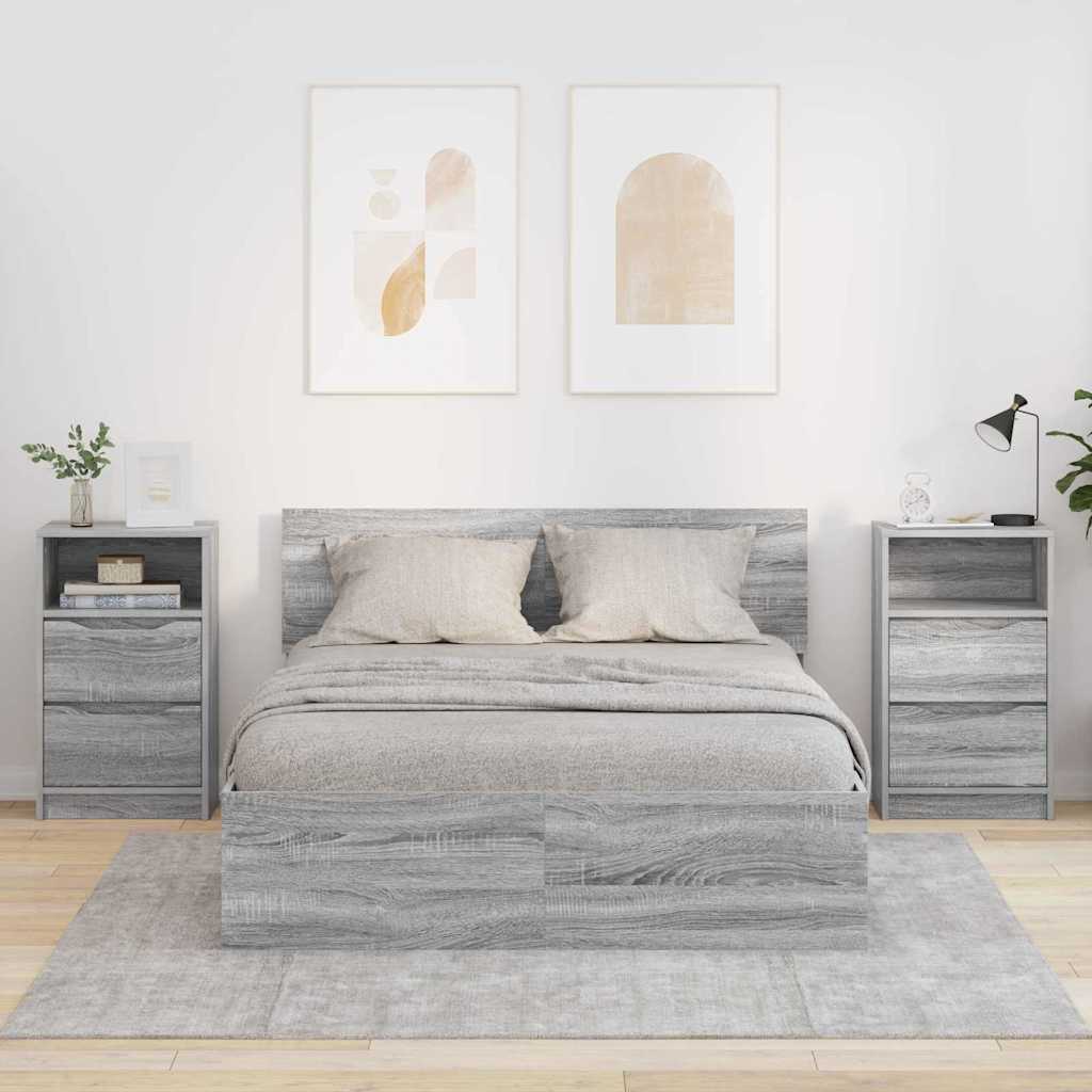Noptiere cu sertar 2 pcs Gri Sonoma 40 x 30 x 467 cm — imaginea 2