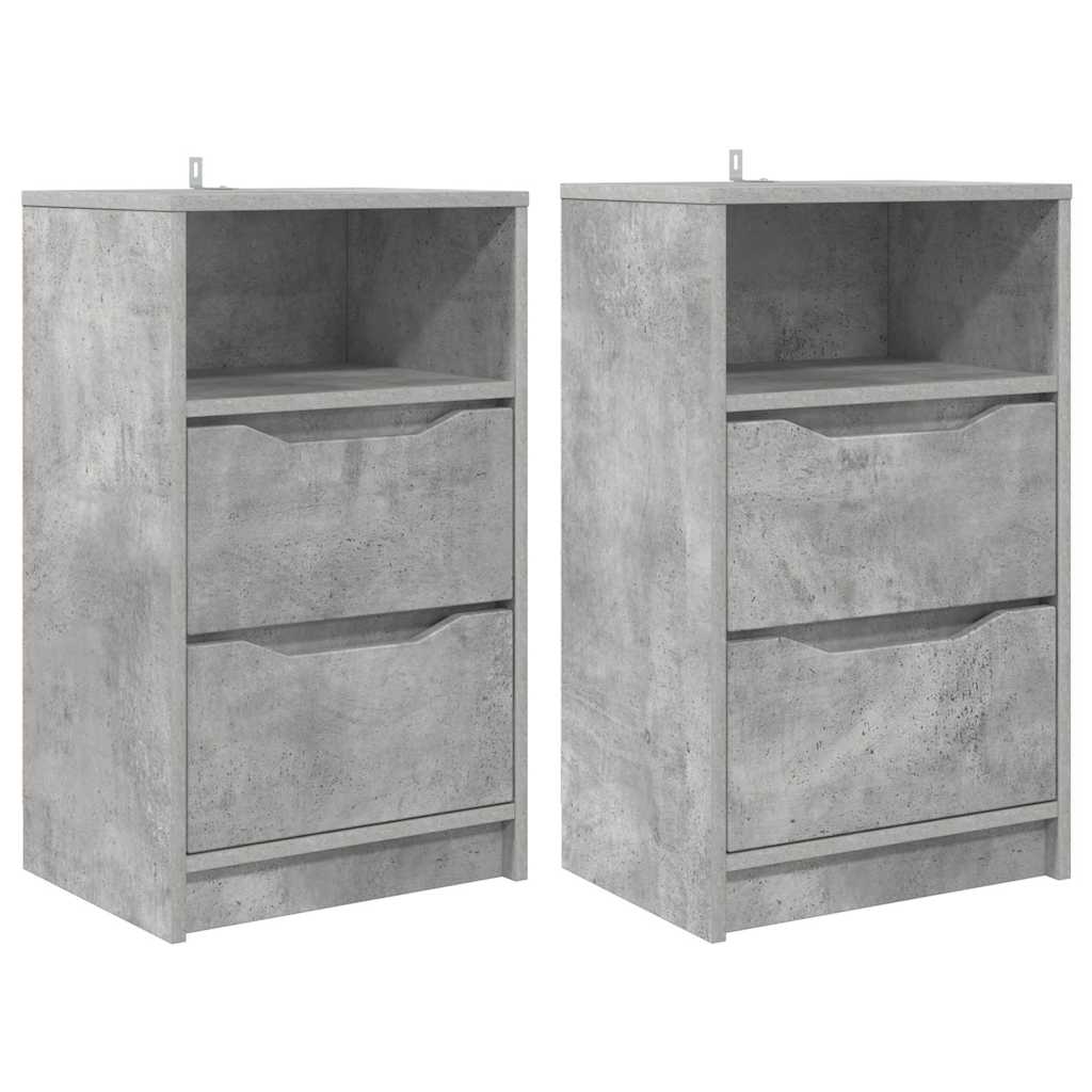 Noptiere cu sertar 2 pcs Gri din beton 40 x 30 x 467 cm