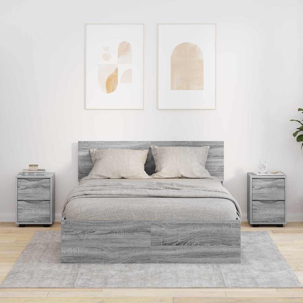 Noptiere cu sertar 2 pcs Gri Sonoma 30,5 x 30 x 43 cm — imaginea 2