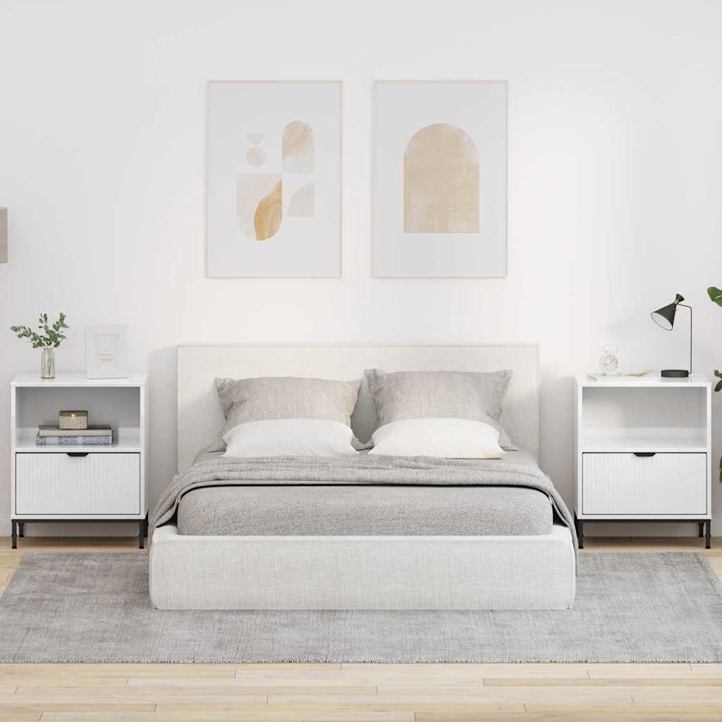 Noptiere 2 pcs Alb foarte lucios 49 x 36 x 61 cm — imaginea 2