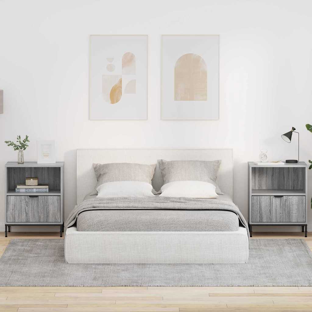 Noptiere 2 pcs sonoma gri 49 x 36 x 61 cm Lemn compozit — imaginea 2