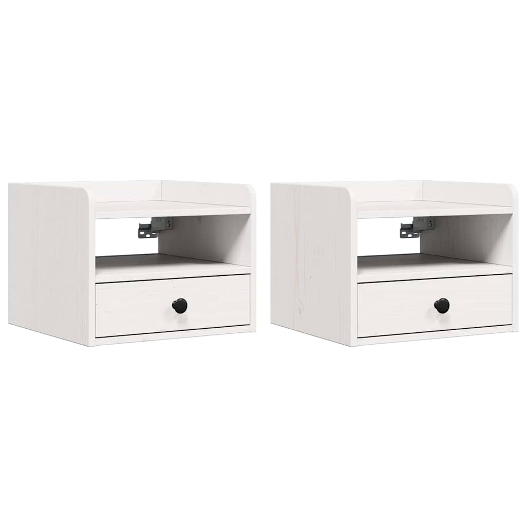 Noptiere 2 pcs Alb 38 x 36 x 29.5 cm Lemn de brad solid