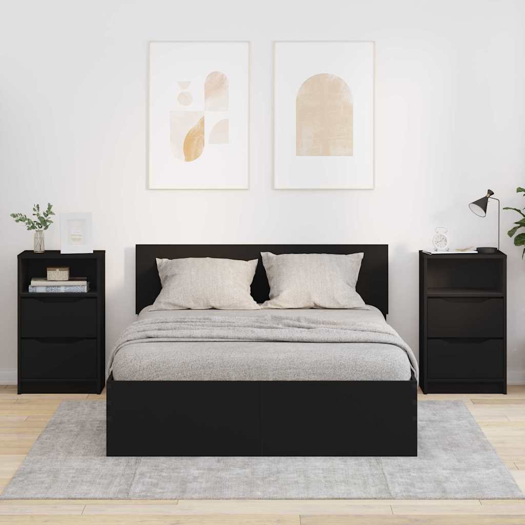 Noptiere 2 pcs Negru 40 x 30 x 467 cm Lemn compozit — imaginea 2