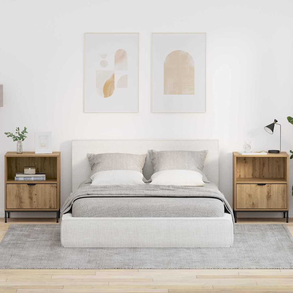 Noptiere 2 pcs stejar artizanal 49 x 36 x 61 cm — imaginea 2