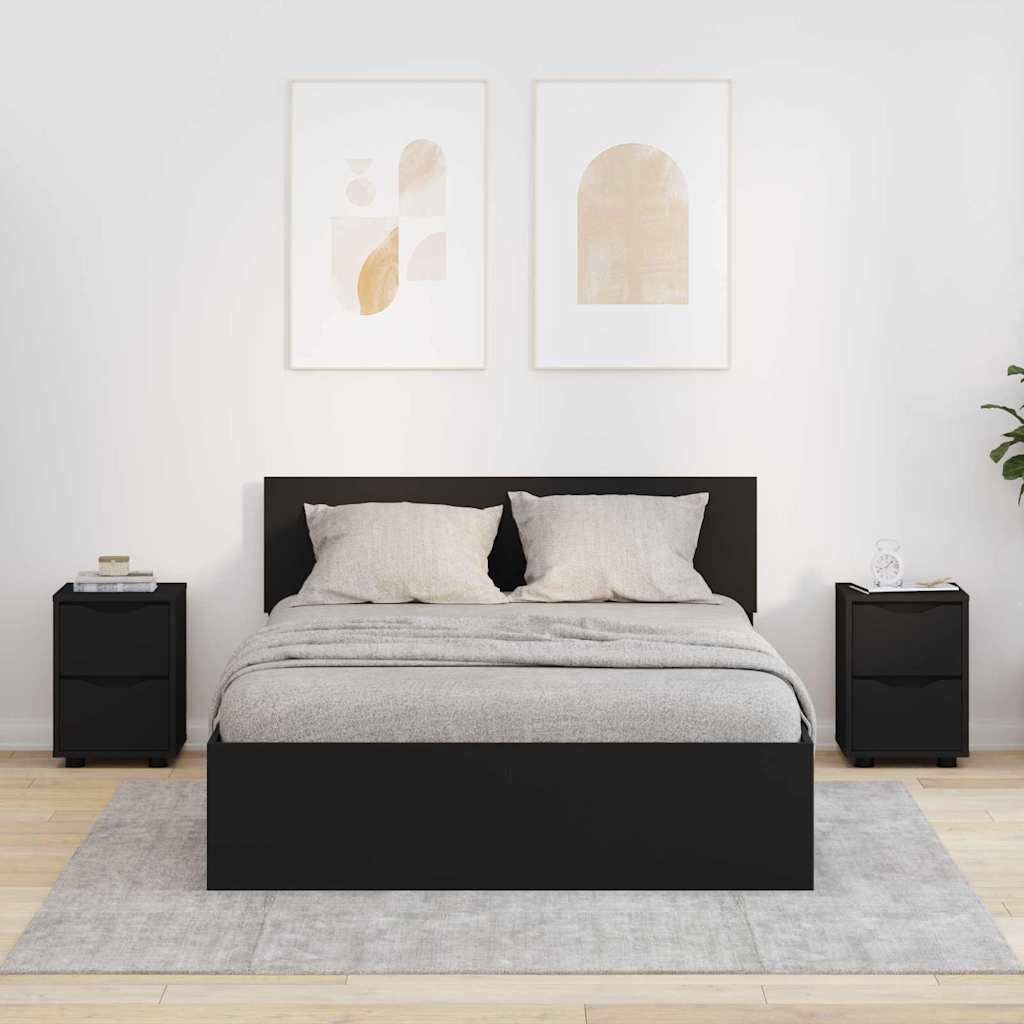 Noptiere 2 pcs Negru 30,5 x 30 x 43 cm Lemn compozit — imaginea 2