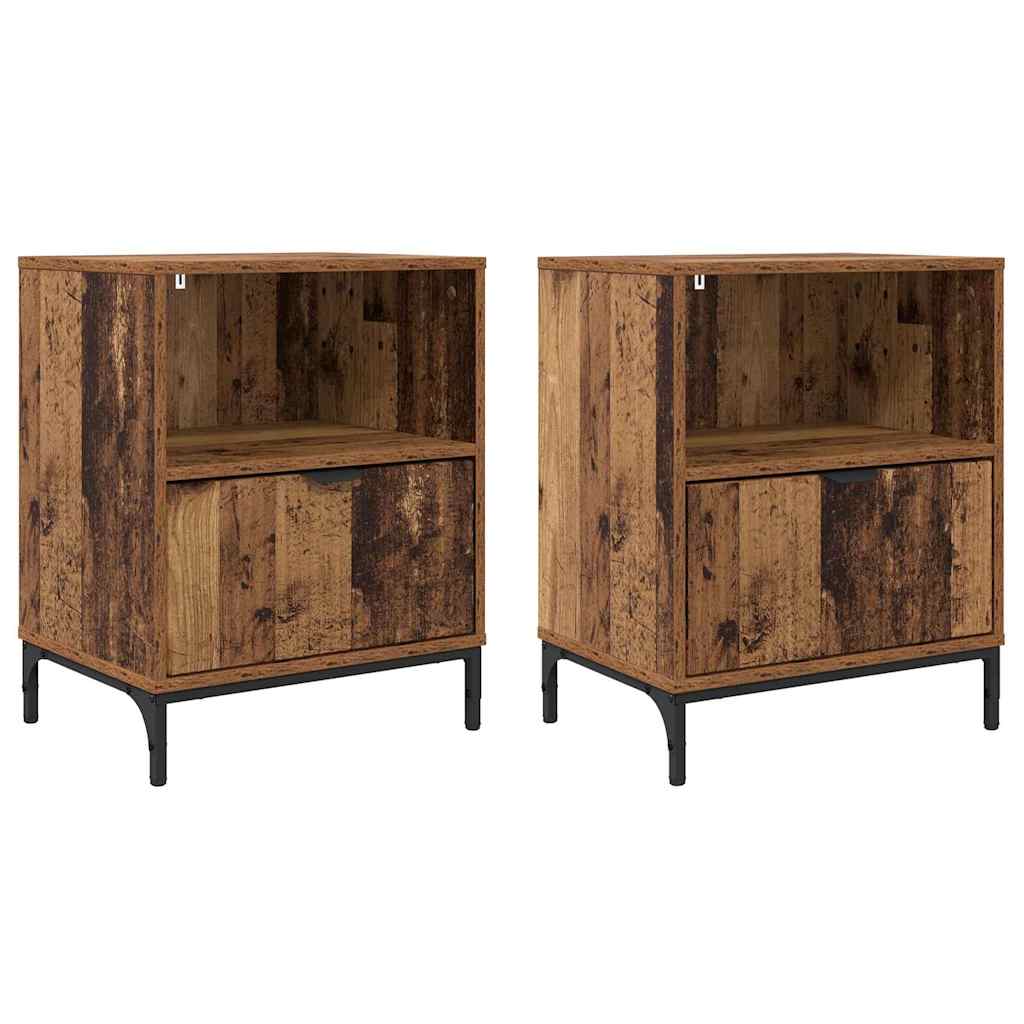 Noptiere 2 pcs Lemn vechi 49 x 36 x 61 cm Lemn compozit