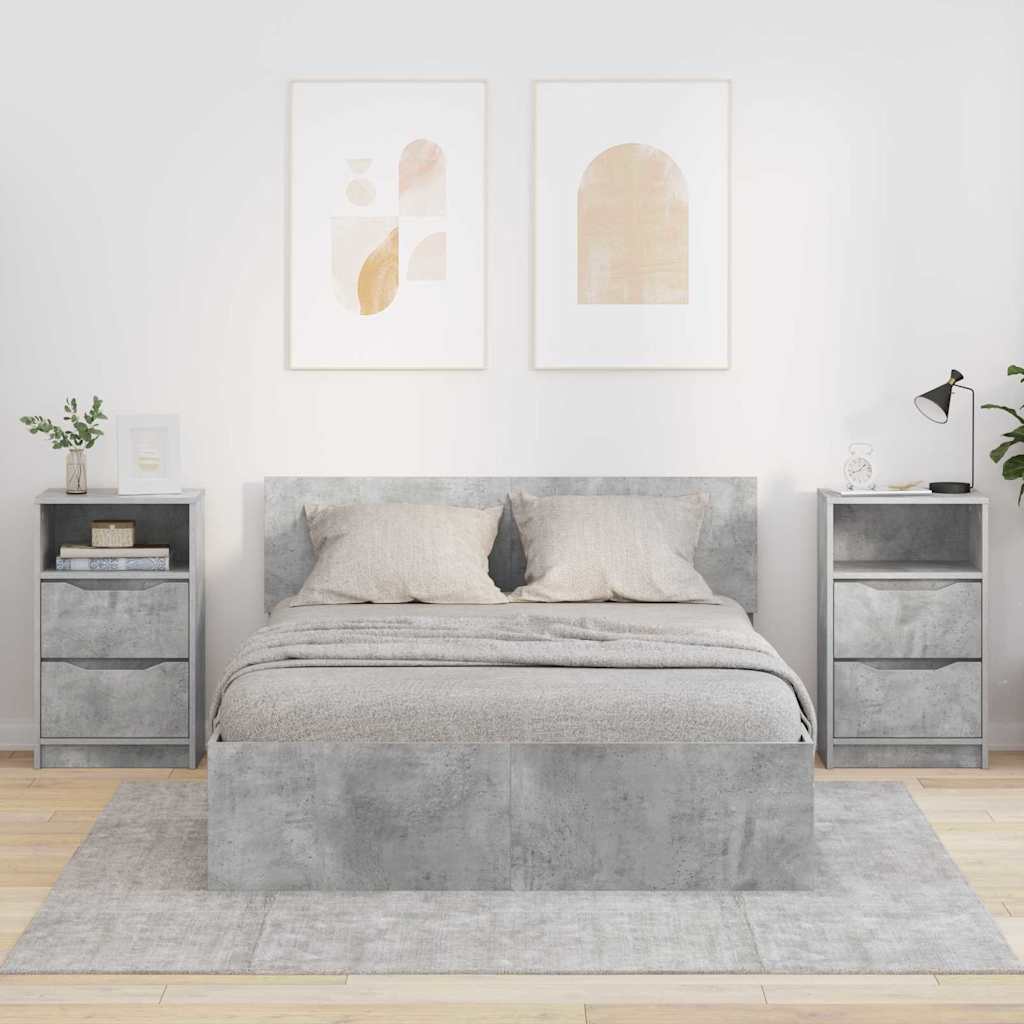 Noptiere cu sertar 2 pcs Gri din beton 40 x 30 x 467 cm — imaginea 2