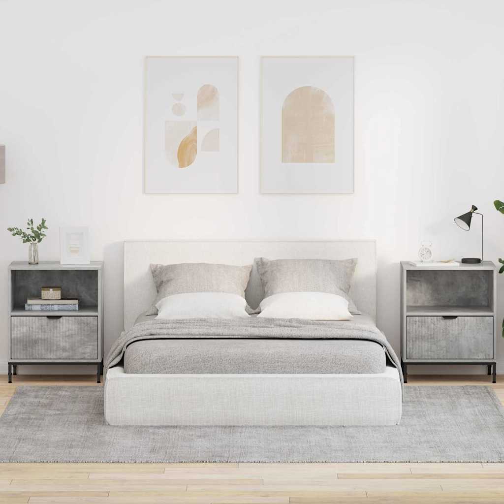 Noptiere 2 pcs Gri beton 49 x 36 x 61 cm Lemn compozit — imaginea 2