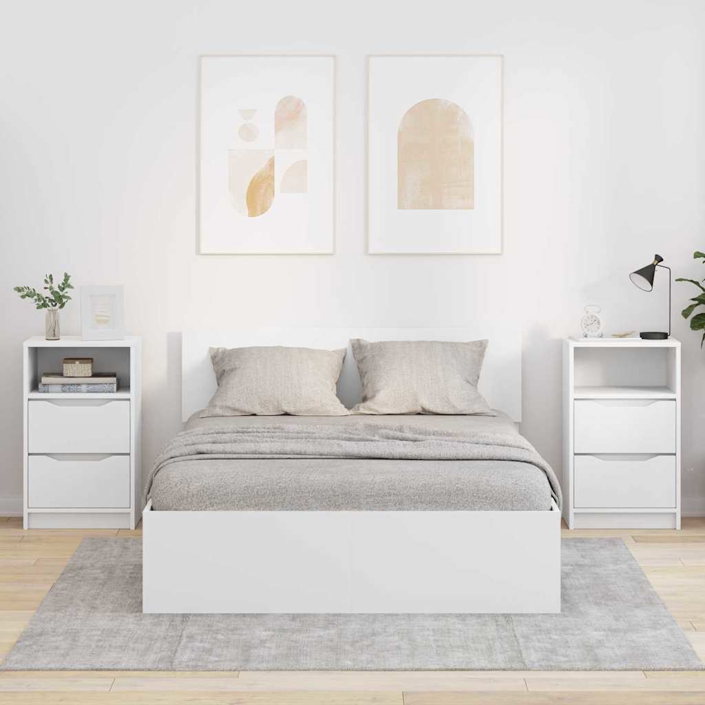 Noptiere 2 pcs Alb 40 x 30 x 467 cm Lemn compozit — imaginea 2