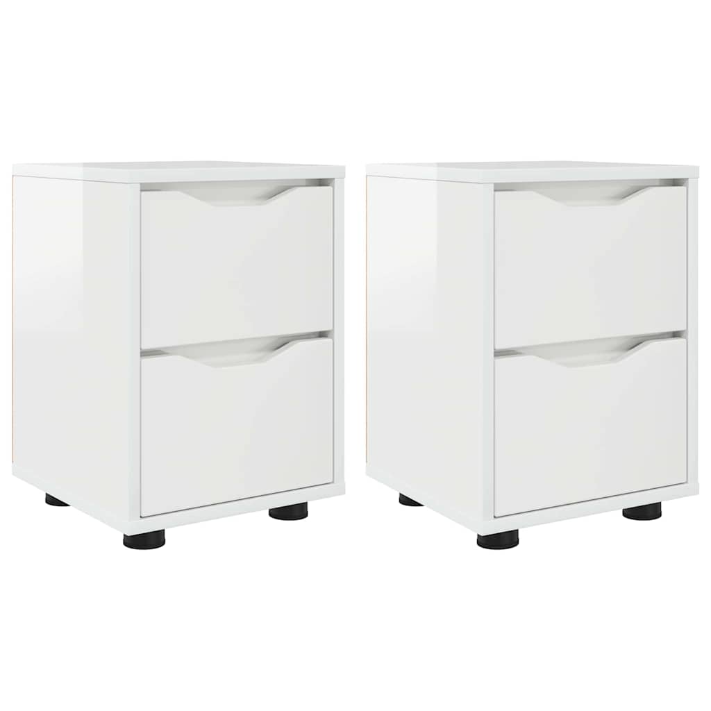 Noptiere cu sertar 2 pcs Alb lucios 30,5 x 30 x 43 cm