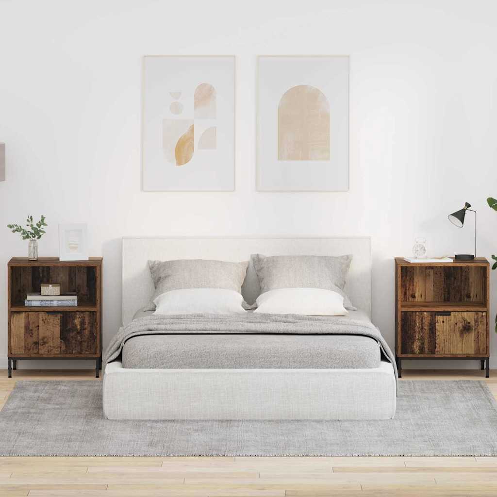 Noptiere 2 pcs Lemn vechi 49 x 36 x 61 cm Lemn compozit — imaginea 2