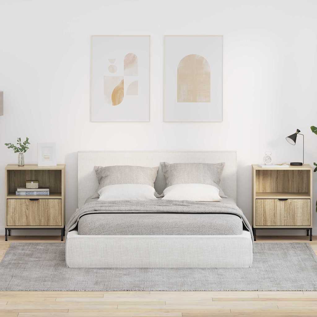 Noptiere cu sertar 2 pcs Stejar sonoma 49 x 36 x 61 cm — imaginea 2