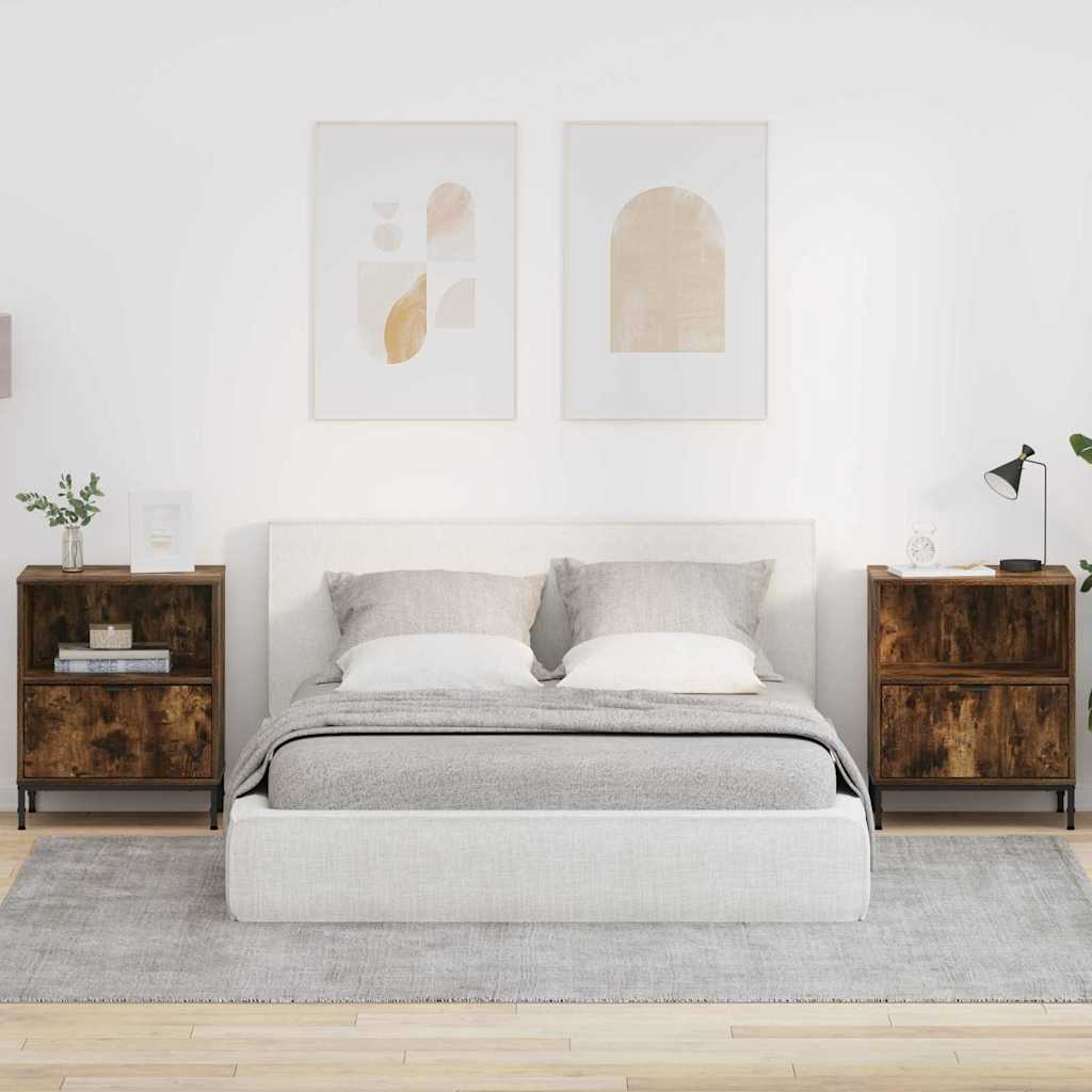 Noptiere cu sertar 2 pcs Stejar afumat 49 x 36 x 61 cm — imaginea 2