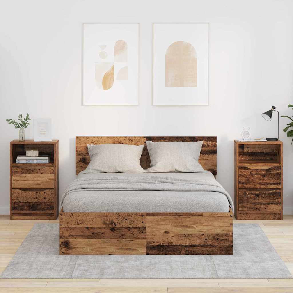 Noptiere cu sertar 2 pcs Lemn Vechi 40 x 30 x 467 cm — imaginea 2