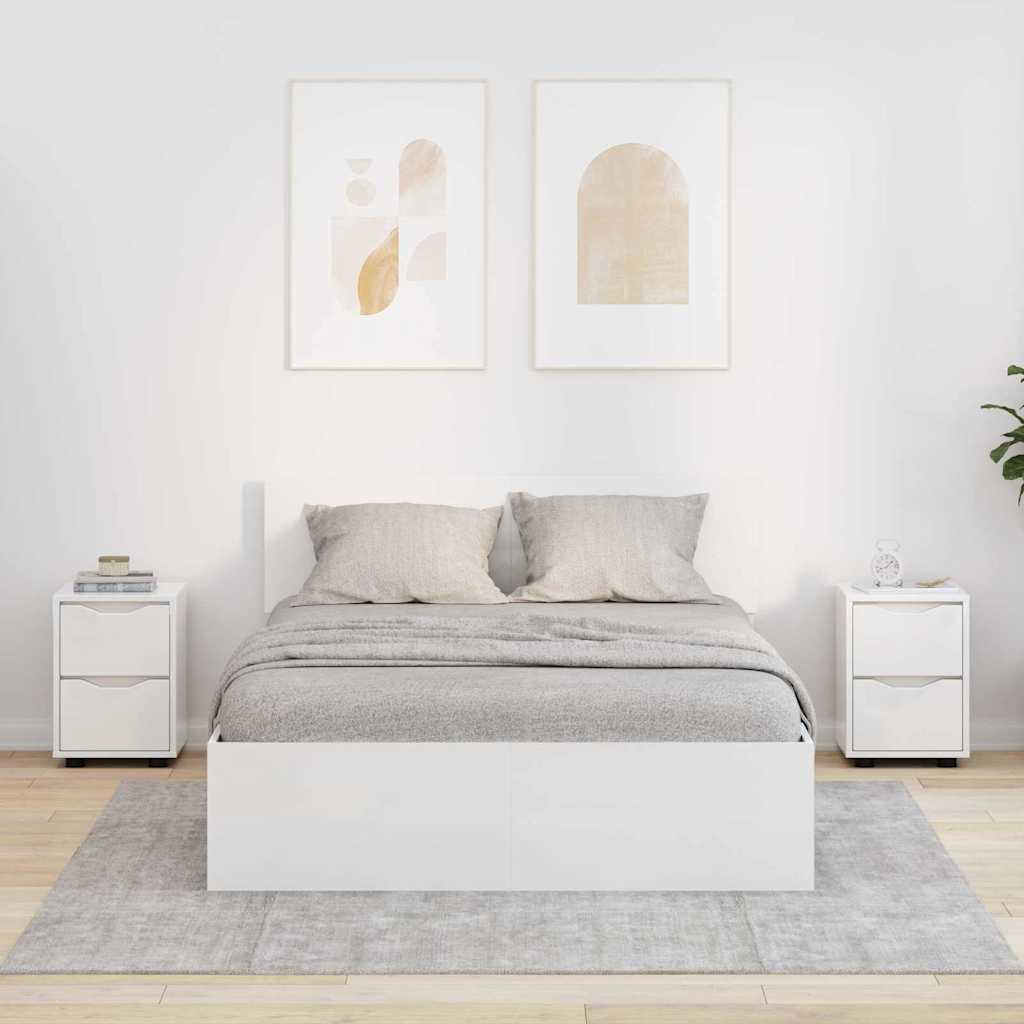 Noptiere cu sertar 2 pcs Alb lucios 30,5 x 30 x 43 cm — imaginea 2