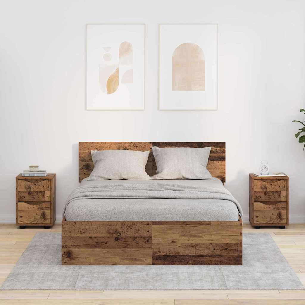 Noptiere cu sertar 2 pcs Lemn Vechi 30,5 x 30 x 43 cm — imaginea 2