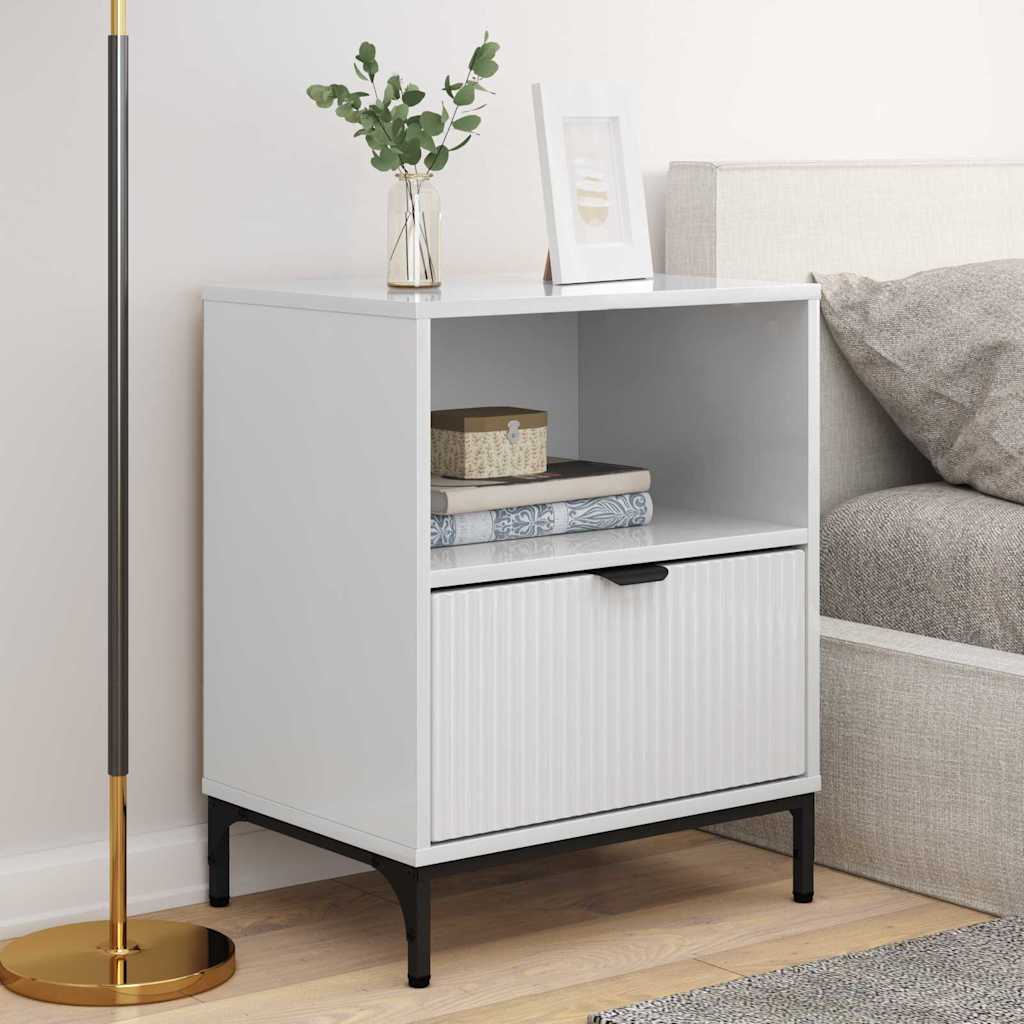 Noptiere 2 pcs Alb foarte lucios 49 x 36 x 61 cm — imaginea 5