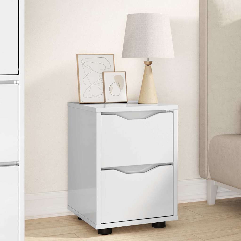 Noptiere cu sertar 2 pcs Alb lucios 30,5 x 30 x 43 cm — imaginea 5