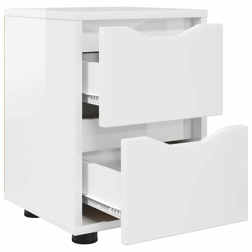 Noptiere cu sertar 2 pcs Alb lucios 30,5 x 30 x 43 cm — imaginea 6