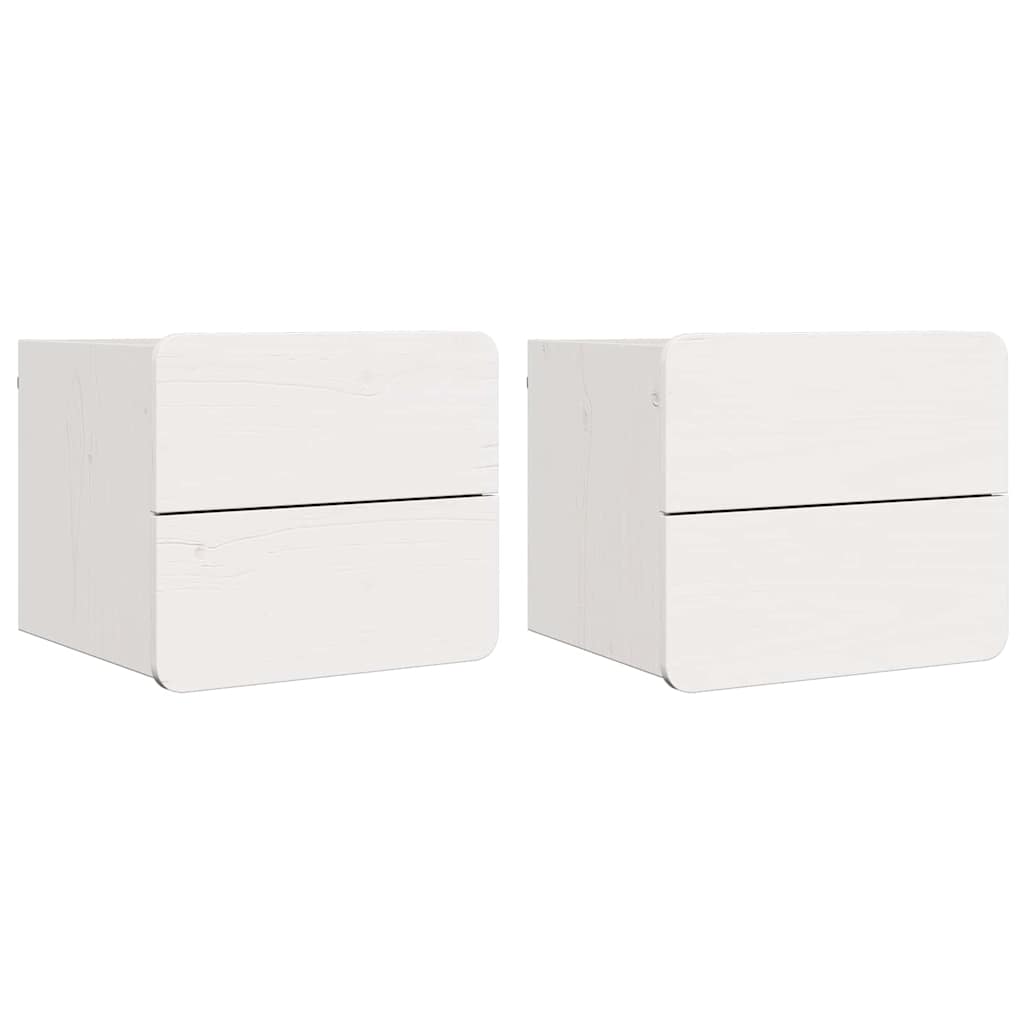 Noptiera cu sertar 2 pcs Alb 39 x 34 x 33 cm Pin masiv
