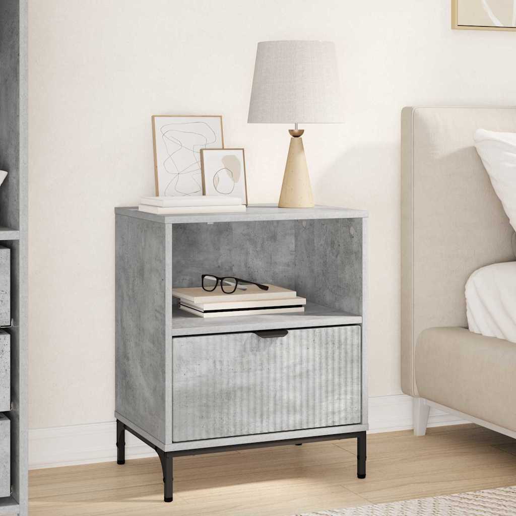 Noptiera cu sertar Gri beton 49 x 36 x 61 cm Lemn compozit — imaginea 2