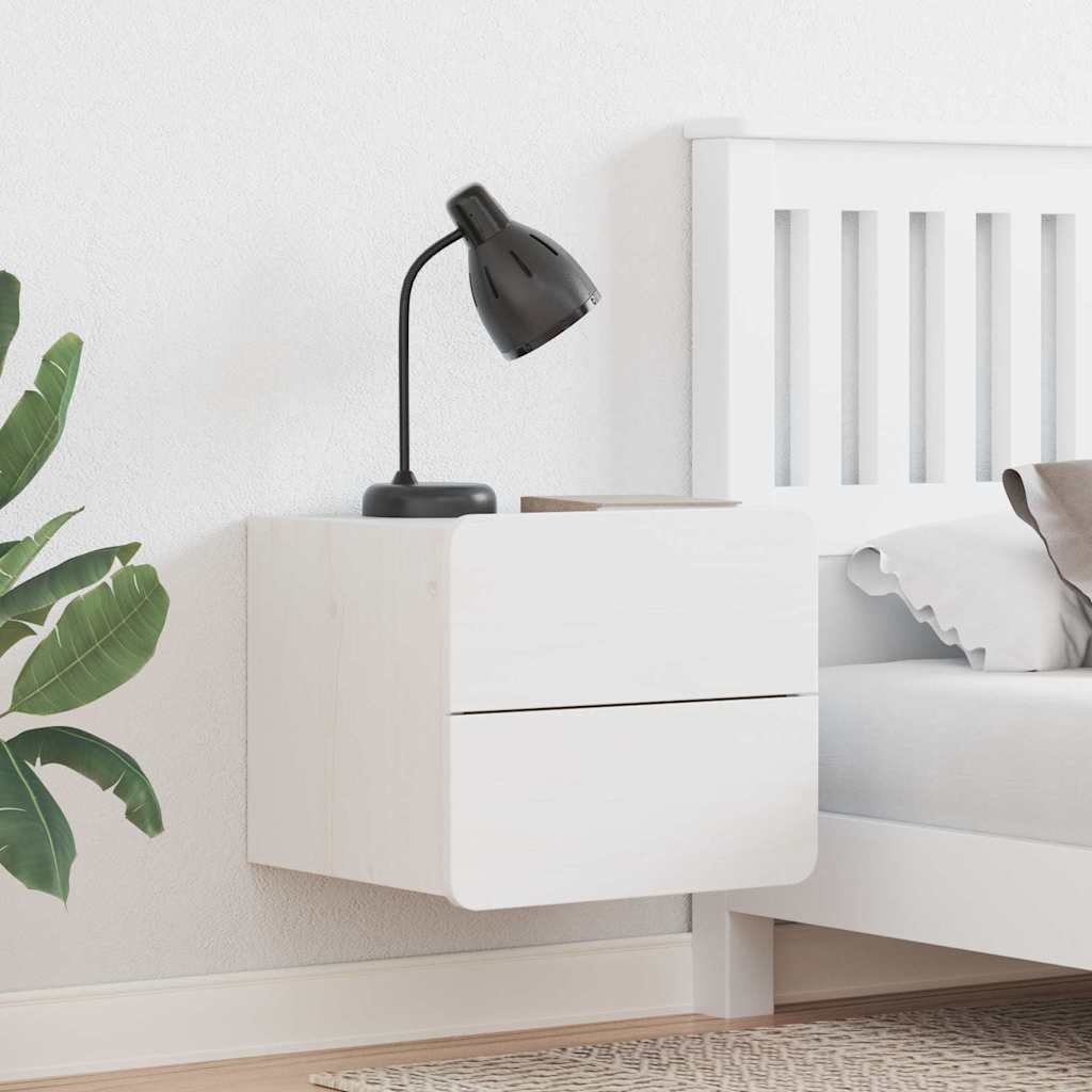 Noptiera cu sertar 2 pcs Alb 39 x 34 x 33 cm Pin masiv — imaginea 2