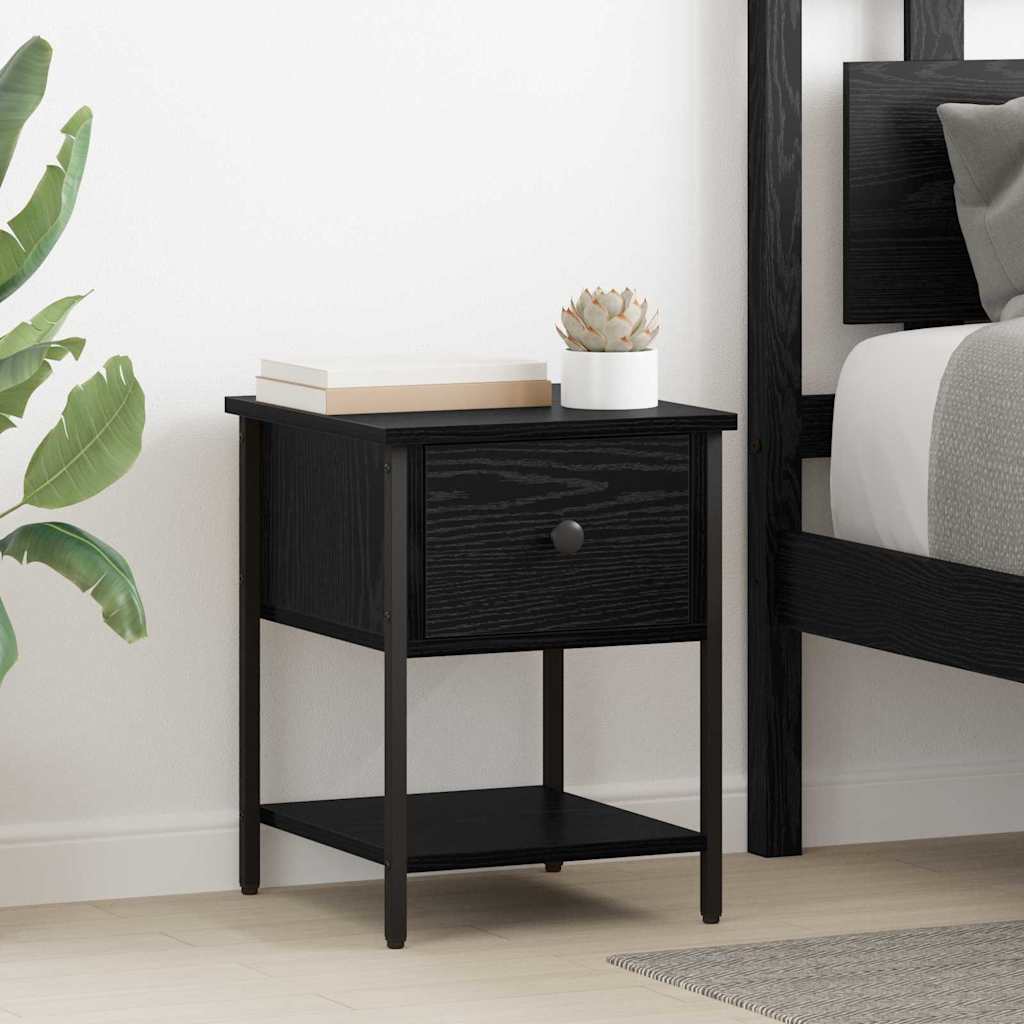 Noptiera cu sertar Stejar Negru 34 x 35,5 x 45 cm Lemn compozit — imaginea 2