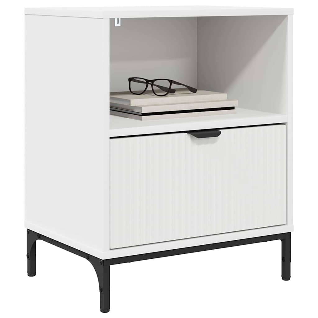 Noptiera cu sertar Alb 49 x 36 x 61 cm Lemn compozit — imaginea 4