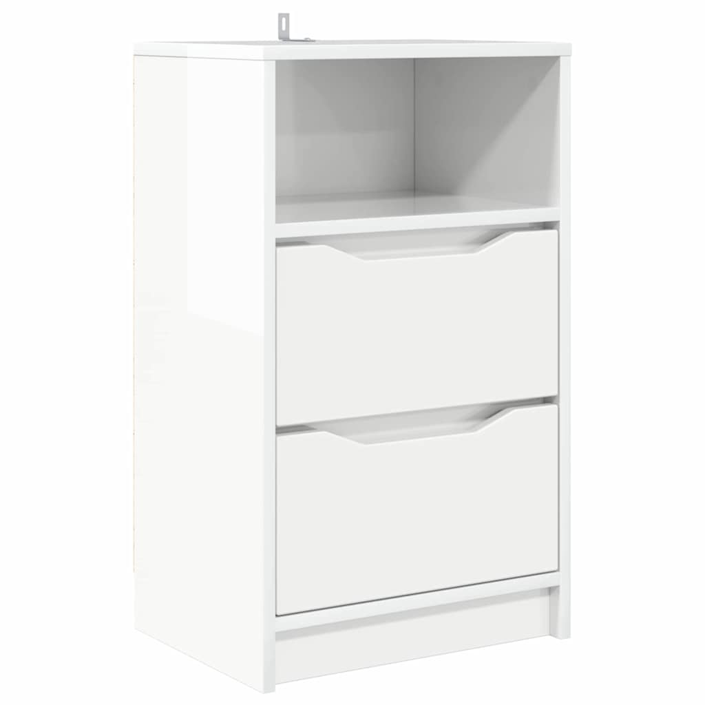 Noptiera cu sertar Alb lucios 40 x 30 x 467 cm Lemn compozit