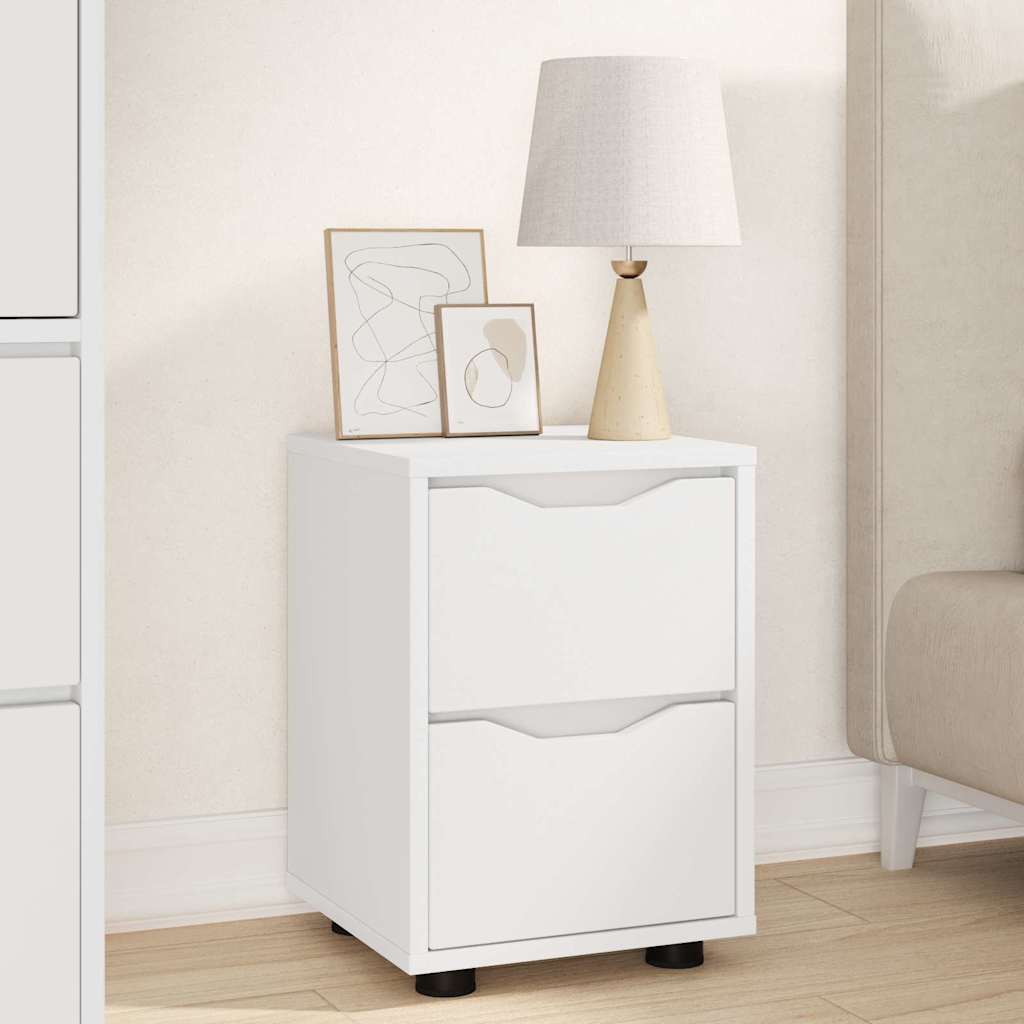 Noptiera cu sertar Alb 30,5 x 30 x 43 cm Lemn compozit — imaginea 2