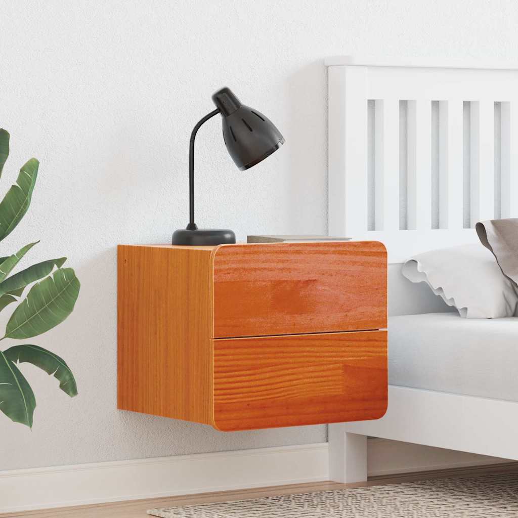 Noptiera cu sertar 2 pcs Maro 39 x 34 x 33 cm Lemn masiv de pin — imaginea 2