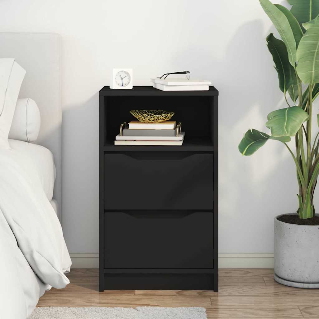 Noptiera cu sertar Negru 40 x 30 x 467 cm Lemn compozit — imaginea 5