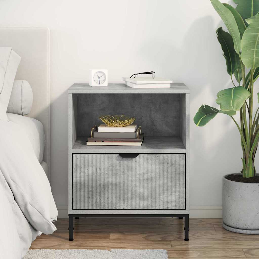 Noptiera cu sertar Gri beton 49 x 36 x 61 cm Lemn compozit — imaginea 5