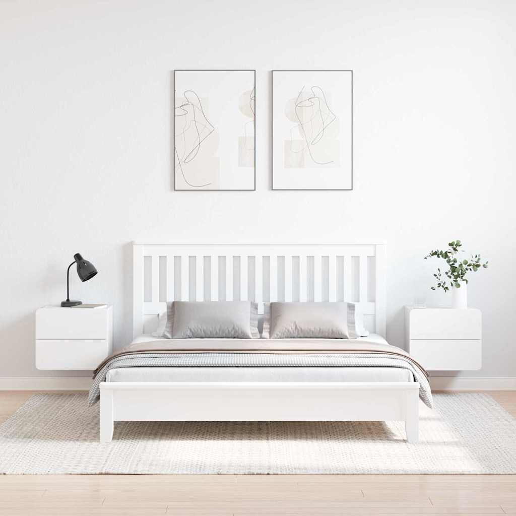 Noptiera cu sertar 2 pcs Alb 39 x 34 x 33 cm Pin masiv — imaginea 4