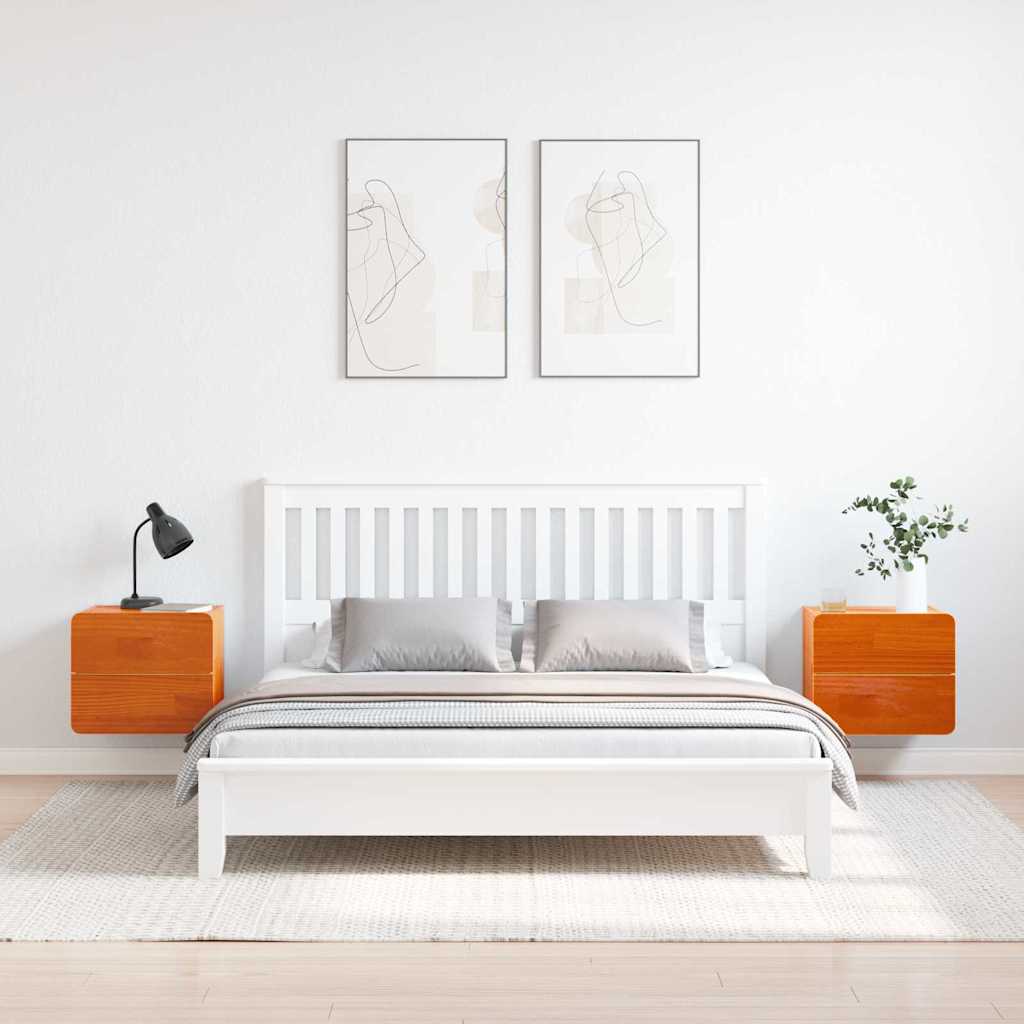 Noptiera cu sertar 2 pcs Maro 39 x 34 x 33 cm Lemn masiv de pin — imaginea 4
