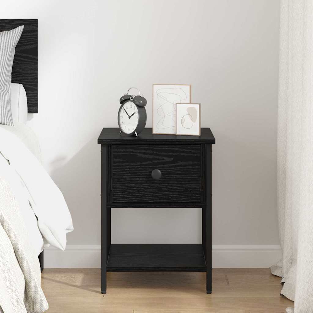 Noptiera cu sertar Stejar Negru 34 x 35,5 x 45 cm Lemn compozit — imaginea 5