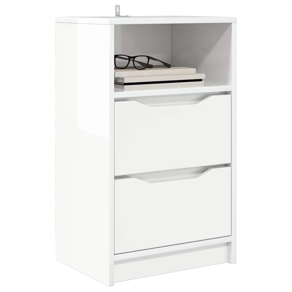 Noptiera cu sertar Alb lucios 40 x 30 x 467 cm Lemn compozit — imaginea 4
