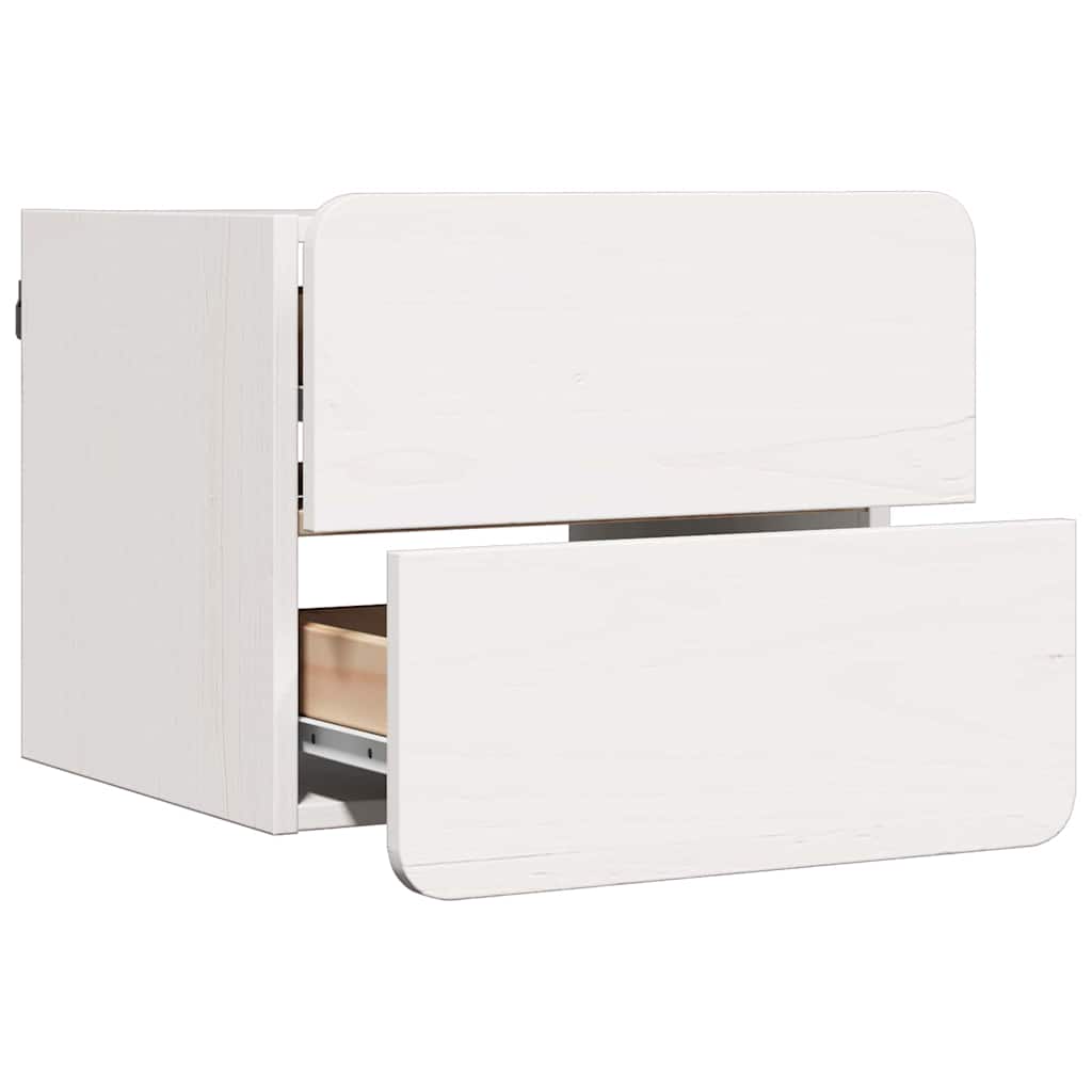 Noptiera cu sertar 2 pcs Alb 39 x 34 x 33 cm Pin masiv — imaginea 6